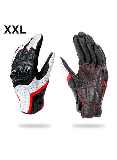 Buy Motorcycle Gloves for Men Women Touchscreen Motocross Dirt Bike Riding Gloves All Finger with Carbon Fiber Protective Hard Knuckles White Size XXL in UAE