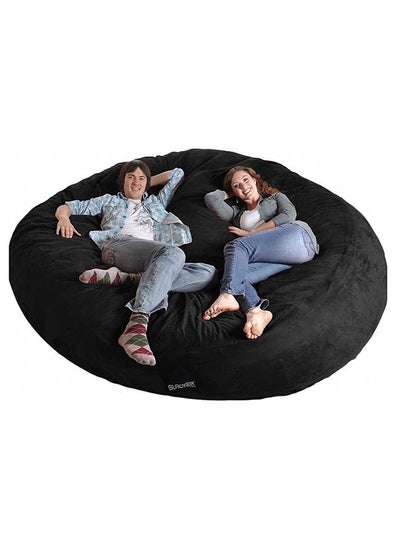 Buy Ultra Large Movie Sack Bean Bag With Pillow With Soft Beans Filling Black 135 cm in UAE