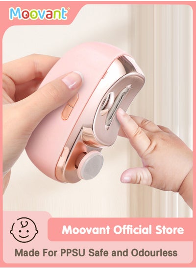 Buy 2 in 1 Electric Automatic Nail Clipper with Light Fingernail Cutter and Polisher USB Rechargeable Safety Fingernail Trimmer for Newborn Infant Toddler or Adults Fingernails Care Pink in Saudi Arabia