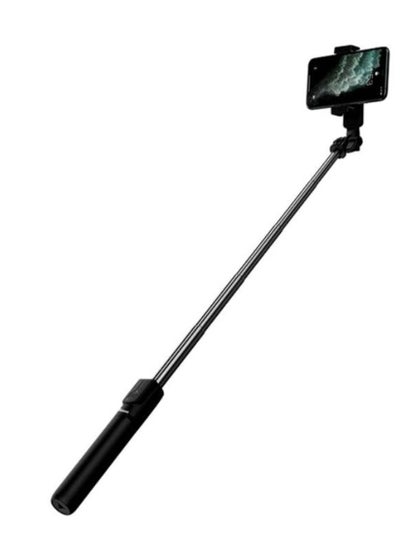 Buy Tripod Stand with Selfie Stick 2-in-1 Portable Lightweight Extendable 68cm Length Wireless Bluetooth Remote Compatible with Android and Apple Devices Black in Saudi Arabia