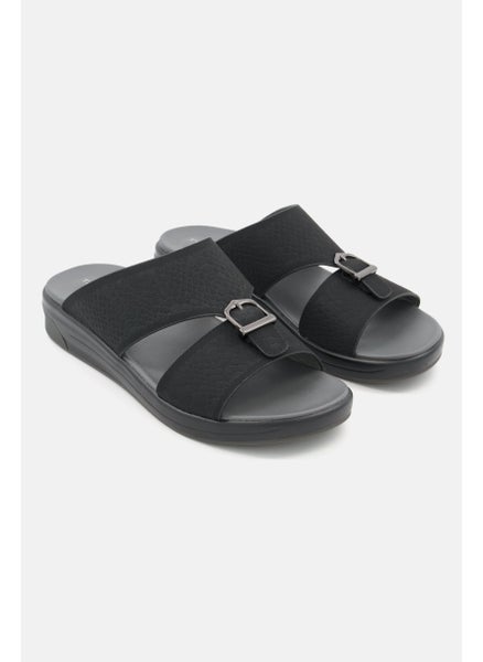 Buy Men Slip On Sandals, Black/Dark Grey in Saudi Arabia