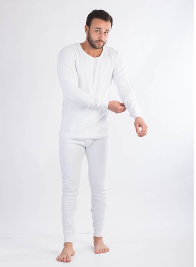 اشتري Jet Men Underwear Cotton Thermal Set  Long Sleeves & Long Johns - White في مصر