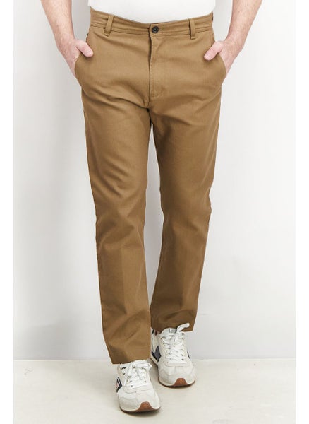 اشتري Men Regular Fit Plain Non,Stretchable Chino Pants, Taupe في الامارات