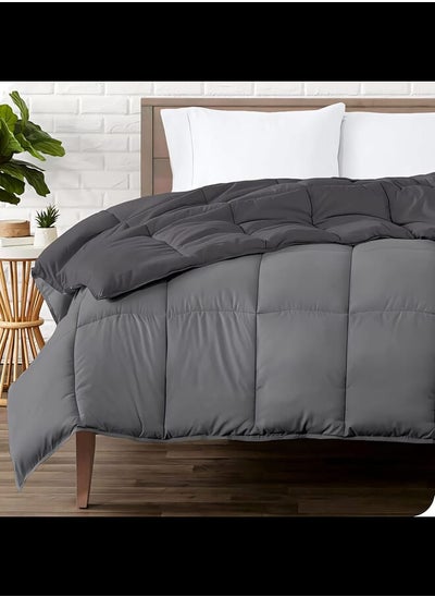 Buy Cotton - Reversible Heavy Comforter -4Kgs - Down Alternative Filling - (For Matress 180cm/200cm) - Size  (250cm x 240cm) - Dark Grey x Grey in Egypt