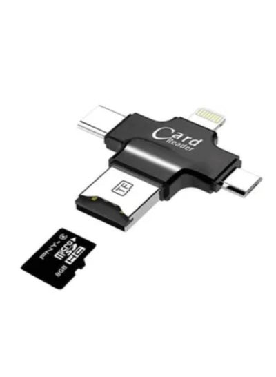 اشتري 4 في 1 Lightning Type-C Micro USB Card Reader أسود في الامارات