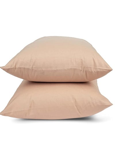 Buy Linen and cotton pillow cover set, size 50*70 cm, beige in UAE