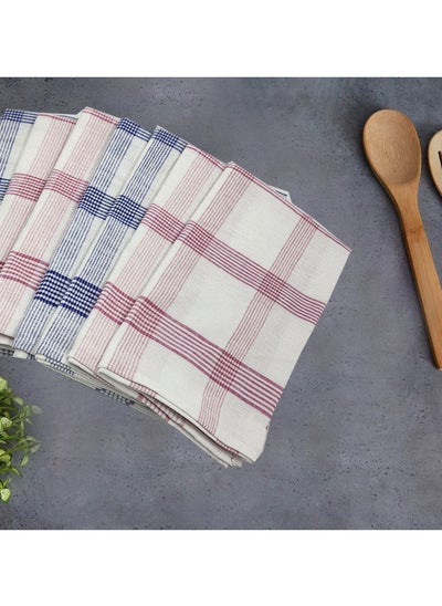 Buy Orchard Pink & Blue Multi Checks (50 x 70 Cm) Tea Towel-Set of 6 in UAE