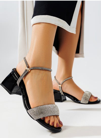 Buy Sandal Heels Leather With Diamond Stripe SN-617 - Black in Egypt