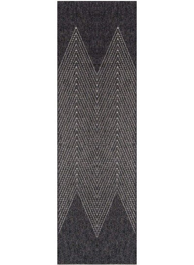 Buy Rugs Como Contemporary Geometric Indoor Outdoor Area Rug 2'7" X 7'6" Charcoal in UAE