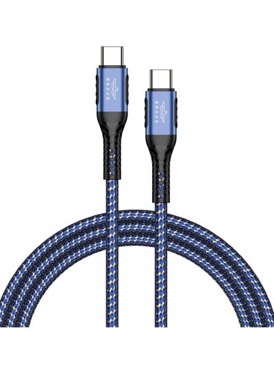 Buy 66W Type C to C Nylon Braided Durable Fast Charging and Data Cable (1.2m/4ft) Made of Aluminum Alloy for Long Lasting Material, for iPhone 15 Pro Max/Plus, Samsung S23/22 and Most Type C Phones- Blue in UAE