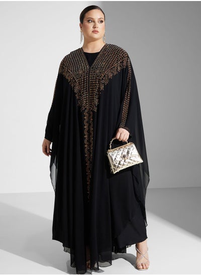 اشتري Embellished Detail Abaya With Hood في السعودية