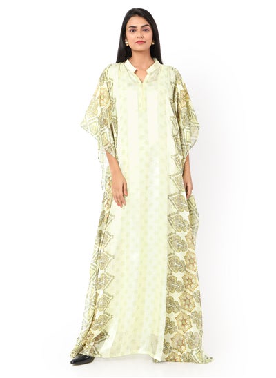 Buy SHINY DIGITAL PRINTED LONG ELEGANT ARABIC KAFTAN JALABIYA DRESS in Saudi Arabia