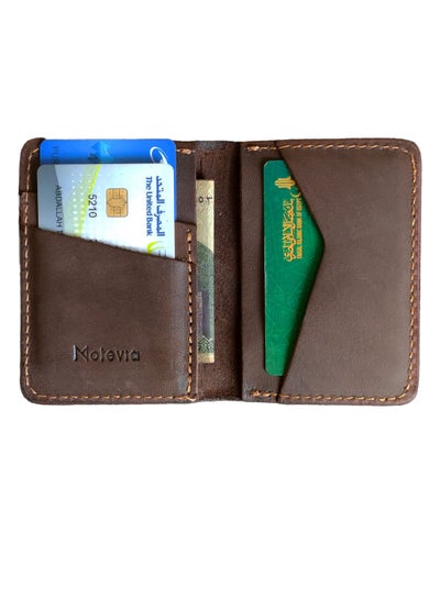 Buy Motevia Men's Leather Wallet Cardboard Size 10 * 7cm 5 Pockets Inside Card Wallet Small Size Slim Wallets (Brown) in Egypt