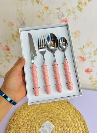 Buy A set of 4-piece dining spoons, Bubbles porcelain handle in Egypt