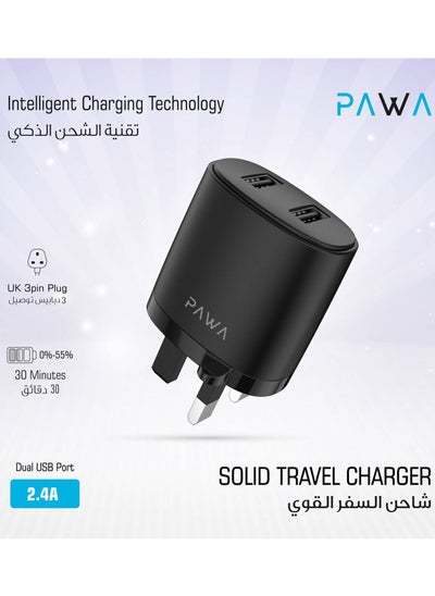 Buy Solid Travel Charger Dual USB Port 2.4A With Type-C Cable- Black in Saudi Arabia