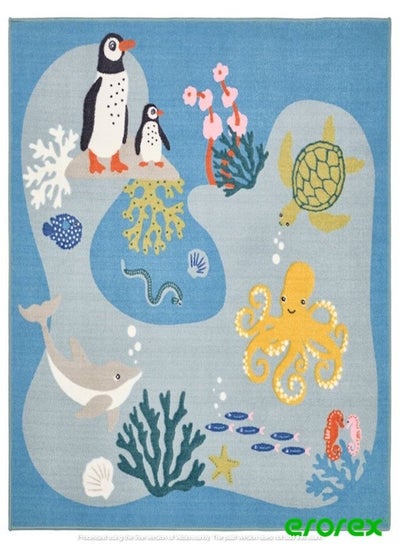 Buy Rug ocean animals pattern multicolour 133x133 cm in Saudi Arabia