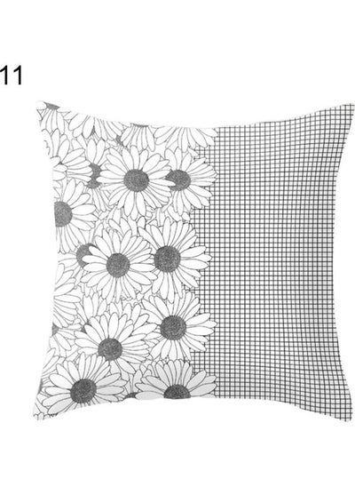 Buy Floral Themed Washable Cushion Cover White/Black in UAE