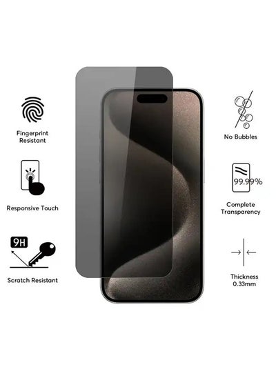 Buy Apple iPhone 15 Pro Max Anti-Spy Privacy Glass Screen Protector 5D+ 9H Tempered Glass for 15promax Black in UAE