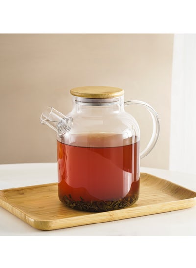 Buy Sweet Home Transparent Glass Teapot Kettle With Bamboo Lid Borosilicate Glass Teapot Heat Resistance, Lightweight Teapot & Crack-resistant Tea Pot in Saudi Arabia