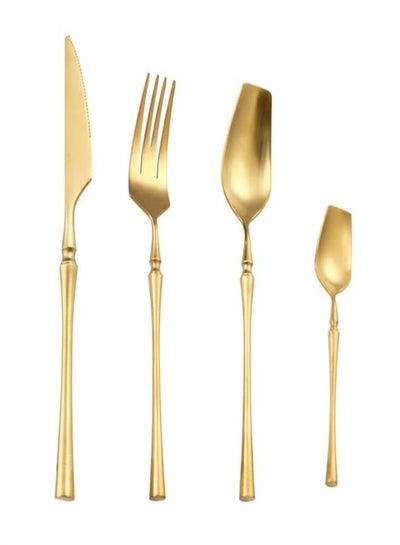 Buy 4-Piece Simple Design Cutlery Gift Set Gold in Saudi Arabia