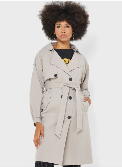 Buy Belted Long Trench Coat in UAE