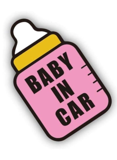 Buy Magnetic Baby in Car Sign, Removable Sticker Sign, Adhesive Free Vinyl with Magnetic Base, Sticks to All Steel Body Cars (15x9cm, Pink) in UAE