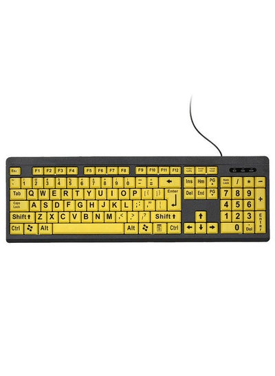 اشتري Wired USB Large Print Keyboard for Low Vision Users High Contrast 104 Keys Letters for Old Men في السعودية