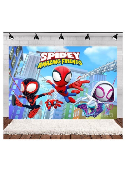 اشتري Spider Man Cartoon Wall Background Cloth Home Decoration Party Bedroom Living Room Office Background Hanging Cloth 100X150CM في السعودية