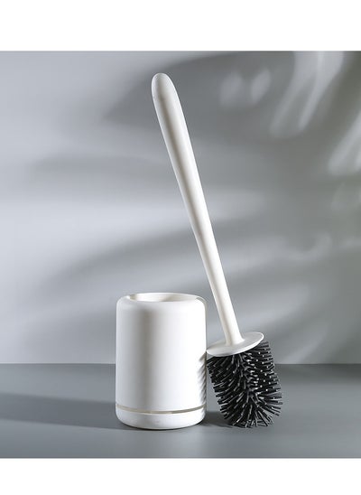 Buy Toilet Brush Bathroom Soft Bristle Toilet Brush No Water Wall-mounted Nordic Silicone Cleaning Brush Set in UAE