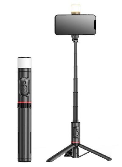 اشتري Selfie Stick with Light Extendable Selfie Stick/Tripod Stand With Remote,Black في السعودية