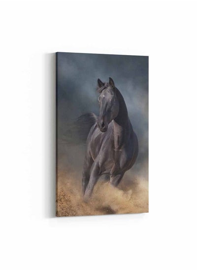 Buy Framed Canvas Wall Art Stretched Over Wooden Frame, Horse With Desert Dust Painting, For Home, Living Room, Office Decor in Saudi Arabia