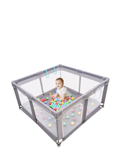 Buy COOLBABY Playpen With Gate Kids Activity Center Indoor And Outdoor Play Yard Sturdy Safe Play Yard With Soft Breathable Mesh in UAE