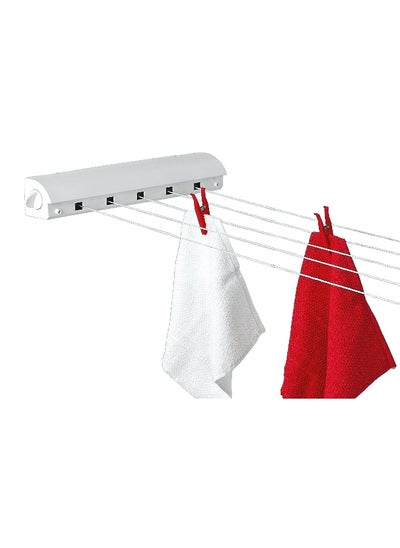 Buy 5-Line Space-Saving Geras Retractable Clothesline White 21 m in Saudi Arabia