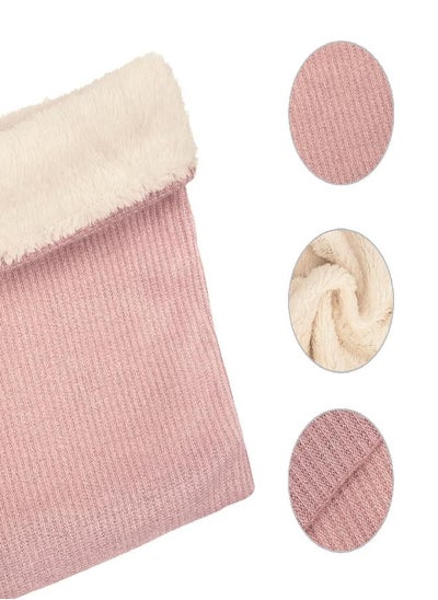 اشتري Chalier Infinity Scarf Winter Double-Layer Neck Warmer Knit Fleece Lined Circle Loop Scarves Gifts(black+pink) في الامارات