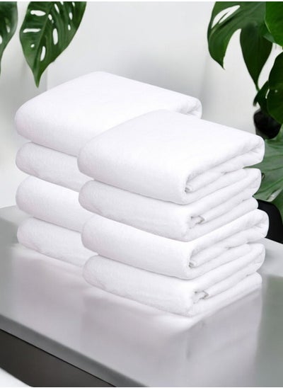 Buy 8 white cotton towels 50x80 cm in Saudi Arabia