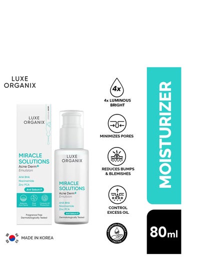 Buy Luxe Organix Miracle Solutions AHA/BHA Acne Derm+ Emulsion 80ml in UAE