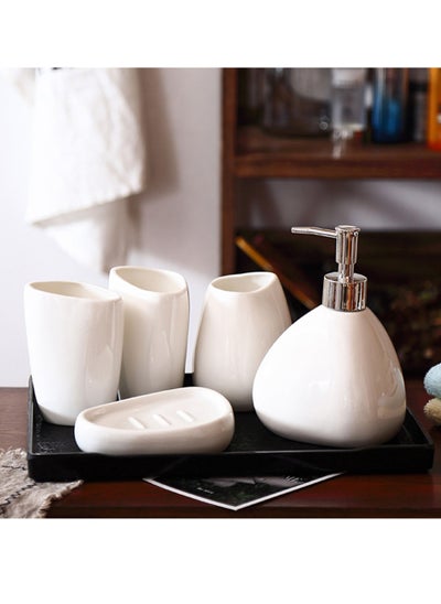 Buy Set Of 5 Simple Ceramic Bathroom Five-Piece Set , Bathroom Cup set , Toothbrush cup , Mouthwash cup in Saudi Arabia