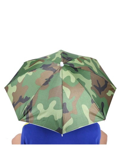 اشتري SYOSI Umbrella Hat 65cm Sunscreen Windproof Hands Free Head Umbrella Cap UV Protection Umbrella Hats Head Mounted Umbrella Top Folding Hat Umbrella for Fishing Beach Outdoor Golf Sunshade في السعودية