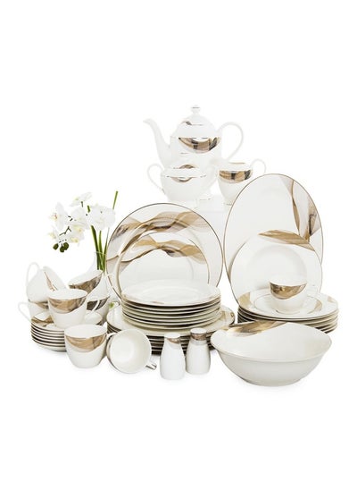 اشتري 49-Piece Jessy Dinner Set, Cream & Brown في الامارات