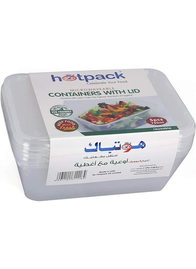 Buy Microwavable Container W Lid Rectangular 750Ml 5Pcs in Saudi Arabia