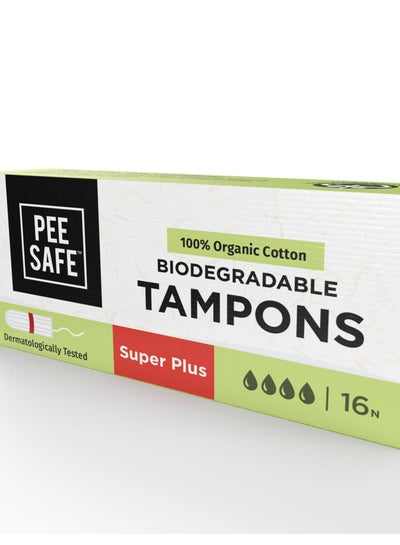 Buy Pee Safe - Organic 100% Biodegradable 16 Tampons | Super Plus in UAE