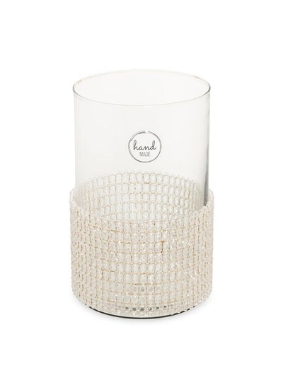 اشتري Maha Crystal Candle Holder, Clear - 15X25 Cm في الامارات