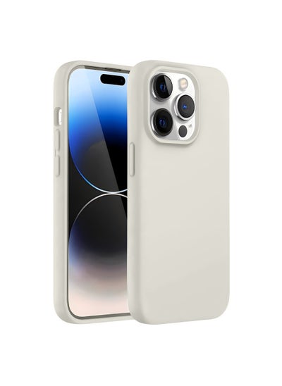 Buy Mida Silicone Case for iPhone 15 Pro - 6.1 Inch, Full Body Protection Cover with Soft Silky Feel, Shockproof Cover with Microfiber Lining, Gray Color in Saudi Arabia