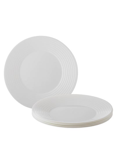 Buy Set of 6 plain white Arcopal glass plates, size 27 cm in Saudi Arabia