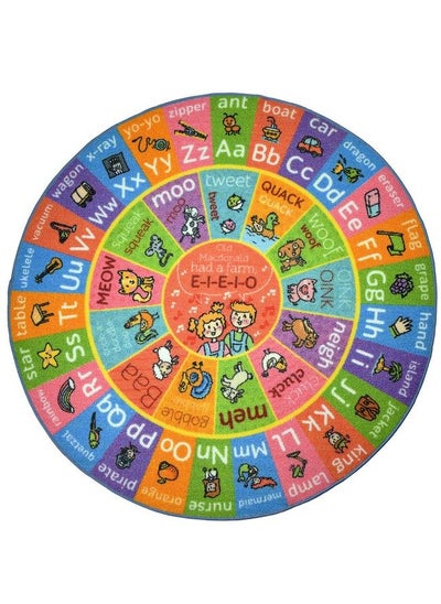 اشتري Playtime Collection Abc Alphabet With Old Macdonald'S Animals Educational Learning & Game Round Circle Area Rug Carpet For Kids And Children Bedrooms And Playroom في الامارات