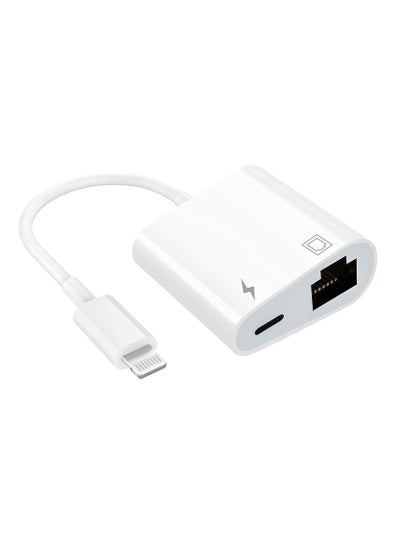 Buy Lightning to Ethernet Adapter Apple MFi Certified 2 in 1 RJ45 LAN Network with Charge Port Compatible iPhone iPad iPod Plug and Play Supports 100Mbps in Saudi Arabia