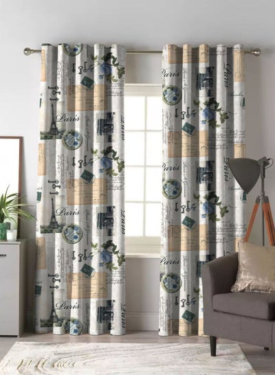 اشتري 1panel 150cmX260cm curtain printed on velvet mixed with linen. في مصر