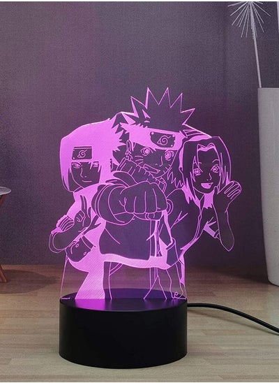 اشتري Naruto 3D Night Light Anime Figures USB Remote Control LED Table Lamp Children Desk Lamp Uzumaki Naruto Uchiha Sasuke Haruno Sakura 16 Colors Home Decor Light  Anime Fans Souvenir Presents في الامارات