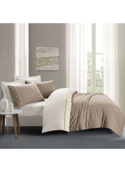 Buy Porto - Double Summer Bedding Set - 7 Pieces-Dark Beige in Saudi Arabia