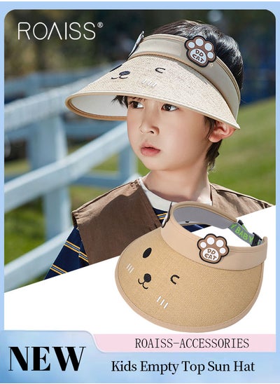 Buy Children's Wide Brim Sun Hat, Cartoon Breathable Empty Top Sun Protection Outdoor Sports Cycling Beach Sun Cap, Adjustable Size in UAE